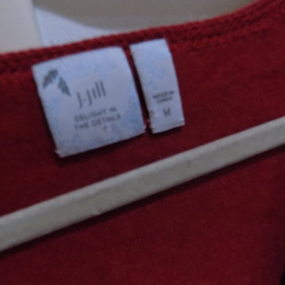 J Jill Red Cotton/Alpaca Blend Embroidered Button-up Cardigan Size Medium m - Picture 2 of 3